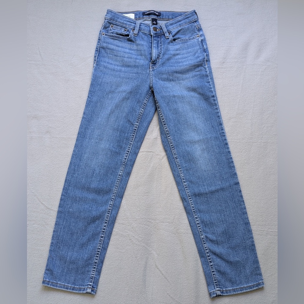 Calvin Klein Womens 24 High Rise Straight Jeans Light Wash Grunge